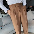 pantalon taille haute homme, pantalon slim habillé, pantalon homme élégant, pantalon formel taille haute, pantalon homme polyester