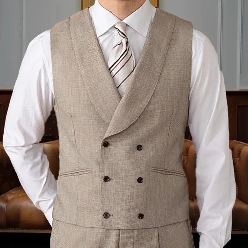 gilet homme vintage croisé, gilet homme rétro, gilet homme élégant, gilet homme coton polyester, veste sans manches vintage