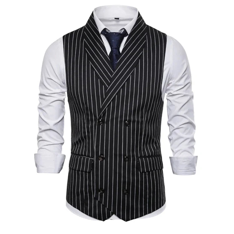 gilet homme rayé, gilet homme croisé, gilet homme slim, gilet homme élégant, veste sans manches rayée