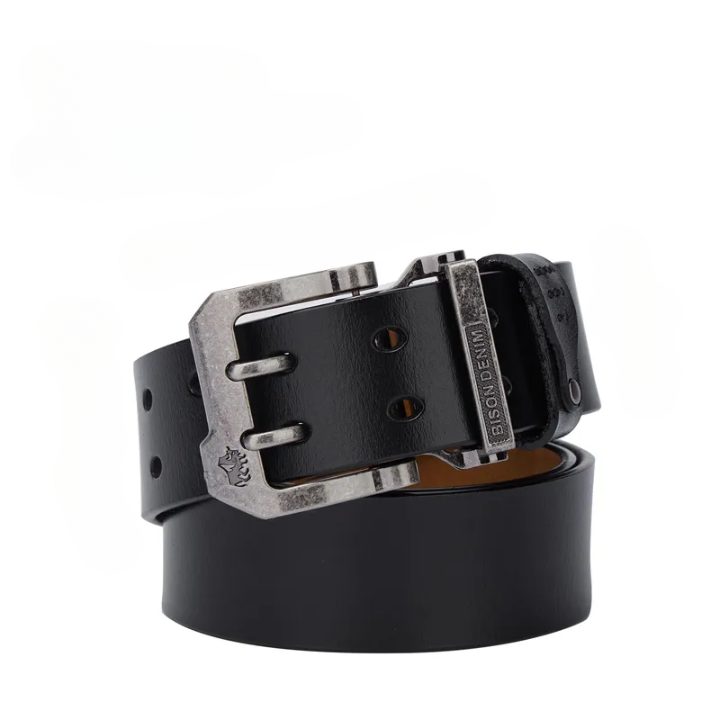 ceinture homme cuir véritable, ceinture bison denim, ceinture casual élégante, accessoire homme luxe, ceinture boucle imposante