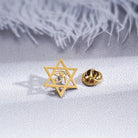 broche homme, broche étoile de david, accessoire costume argenté, broche élégante, bijou homme formel