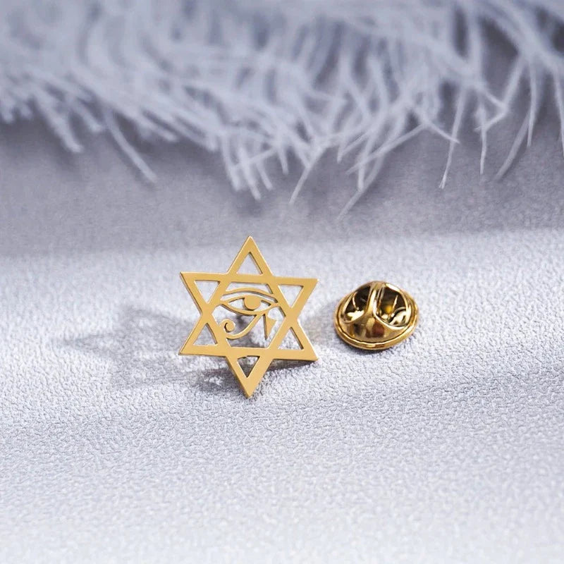 broche homme, broche étoile de david, accessoire costume argenté, broche élégante, bijou homme formel
