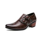 chaussure homme vintage, chaussure homme boucle, chaussure homme talon bloc, chaussure homme marron motif, chaussure de ville originale
