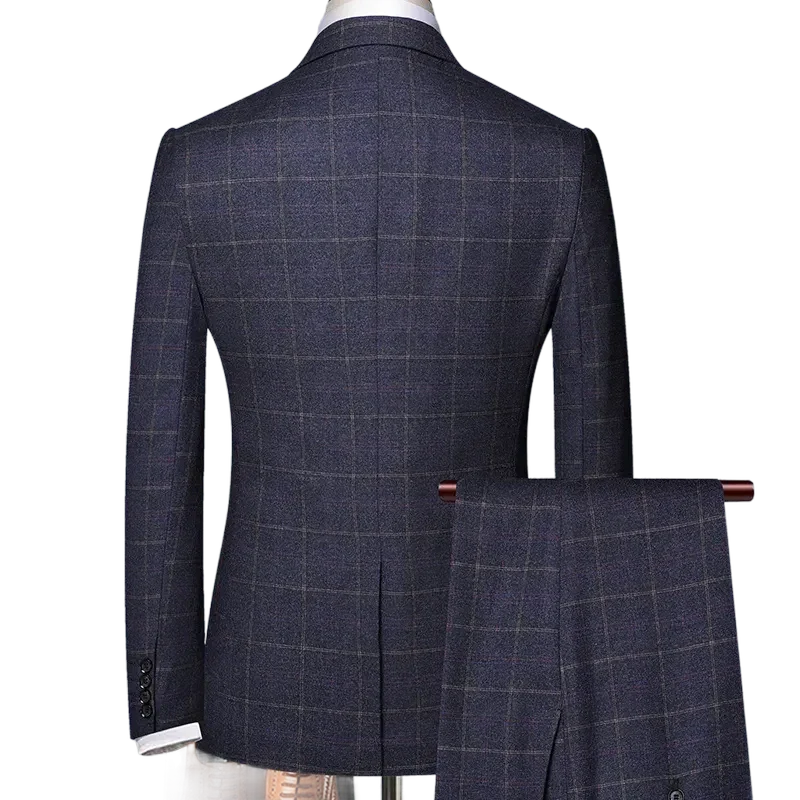 costume homme marine, costume à carreaux, costume slim fit, costume élégant homme, costume trois pièces