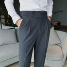 pantalon taille haute homme, pantalon slim habillé, pantalon homme élégant, pantalon formel taille haute, pantalon homme polyester