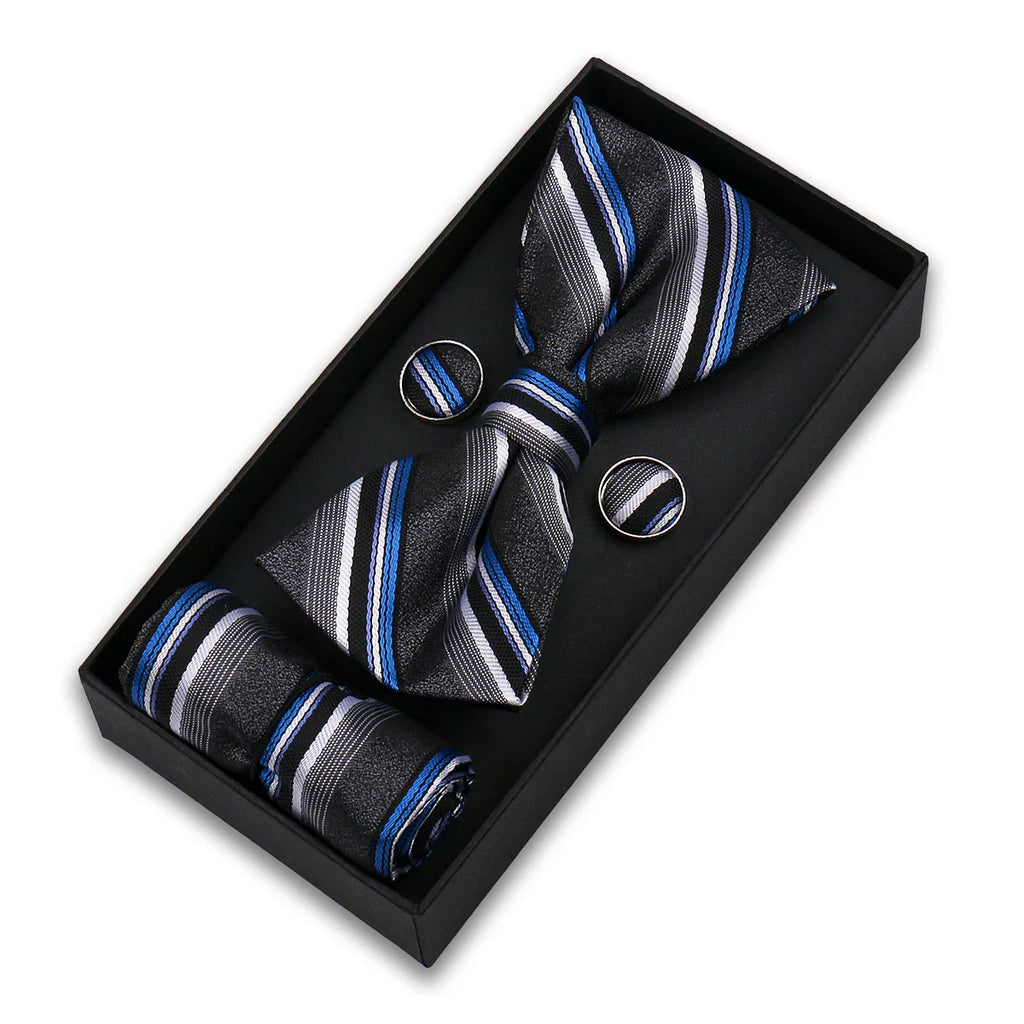 coffret cravate nœud papillon, nœud papillon imprimé, accessoire homme élégant, coffret cadeau masculin, ensemble cravate sophistiqué