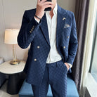 Costume homme quadrillé, Costume homme, Costume quadrillé, Costume croisé, Costume homme croisé, Ensemble homme à carreaux