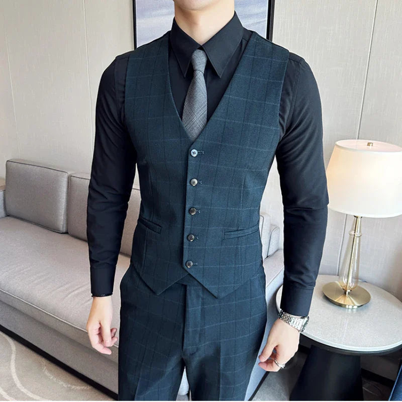 Costume 3 Pièces à Carreaux, Costume 3 Pièces Slim Fit, Costume 3 Pièces Moderne, Costume 3 Pièces Complet, Costume 3 Pièces