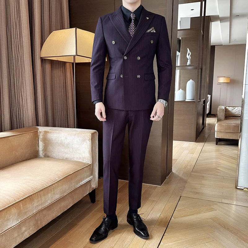 Costume Homme Slim Fit, Costume Homme Moderne, Costume Homme Rayé, Costume Homme Complet, Costume Homme