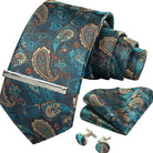 coffret cravate en soie, cravate imprimée de luxe, accessoire homme élégant, coffret cadeau pour homme, boutons de manchette et pochette