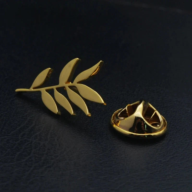 broche homme, broche rameau olivier, accessoire costume, broche élégante, broche professionnelle