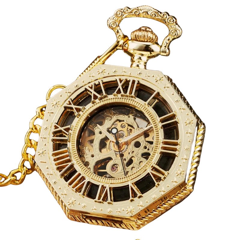 Montre pour homme, Montre luxueuse, Montre de luxe, Montre de poche vintage, Montre de poche argentée, Montre de poche mécanique classique, Montre de poche hexagonale