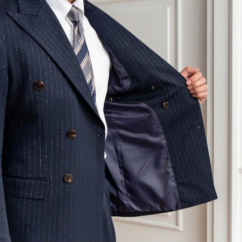 Costume à Rayures Craie, Costume Homme Slim Fit, Costume Homme Moderne, Costume Homme à Rayures, Costume Homme Complet, Costume Homme Classique, Costume Homme, Modèle de Thème









