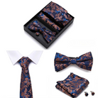 coffret cravate nœud papillon, ensemble cravate imprimée, accessoire homme de luxe, boutons de manchette en soie, coffret cadeau pour homme